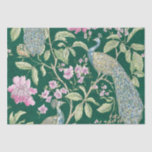Green Chinoiserie peacock floral elegant decoupage Tissue Paper