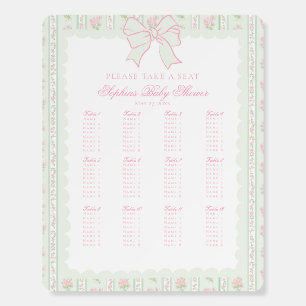 Green Chinoiserie Vintage Floral Seating Chart Foam Board