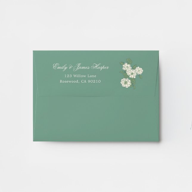 Green Chinoiserie Wedding Envelope with Liner (Creator Uploaded)