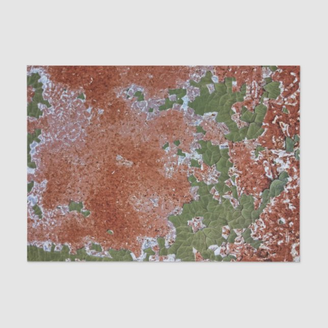 Green Chipping Paint Rusted Metal Pattern Tissue Paper (Front)