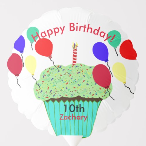 Green Chocolate Cupcake Birthday Balloons