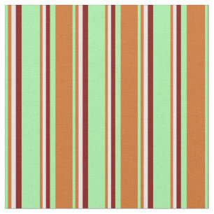 Green, Chocolate, White & Maroon Lines Fabric