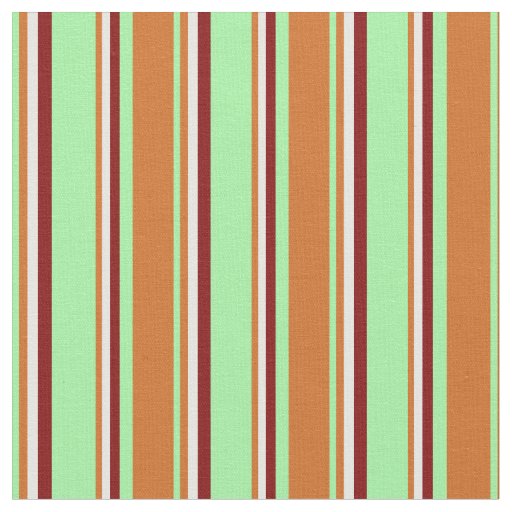 Green, Chocolate, White & Maroon Lines Fabric