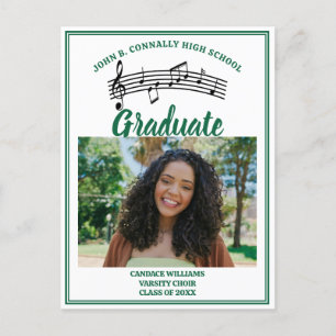 Green Choir Photo High School Graduation Announcement Postcard