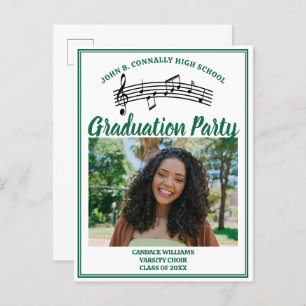 Green Choir Photo High School Graduation Party Invitation Postcard