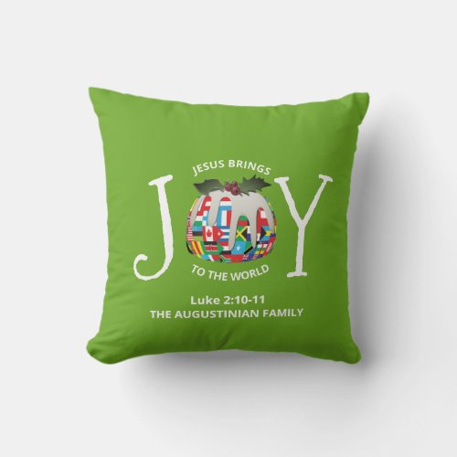  Green Christian JOY TO THE WORLD Christmas Throw Pillow