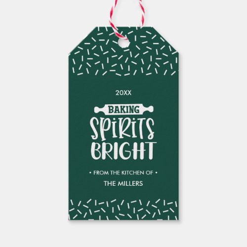 Green  Christmas Baking Spirits Bright Holiday Gift Tags