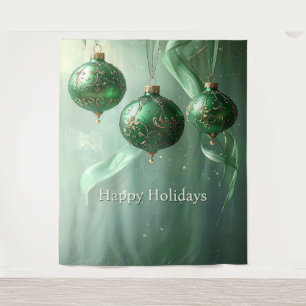 Green Christmas Ball Holiday Backdrop