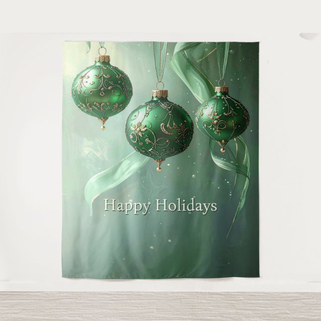 Green Christmas Ball Holiday Backdrop (Front)