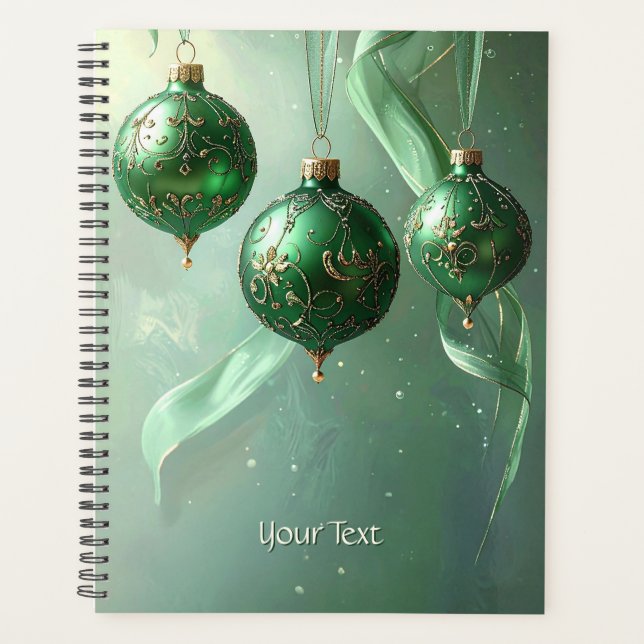 Green Christmas Ball Holiday Planner (Front)