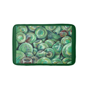 Green Christmas Balls Bathroom Mat