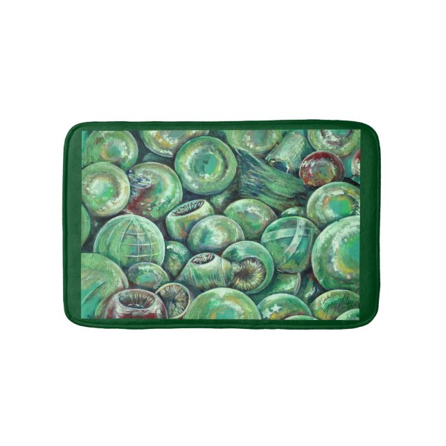 Green Christmas Balls Bathroom Mat (Front)