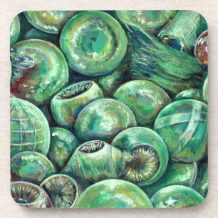 Green Christmas Balls Drink Coaster