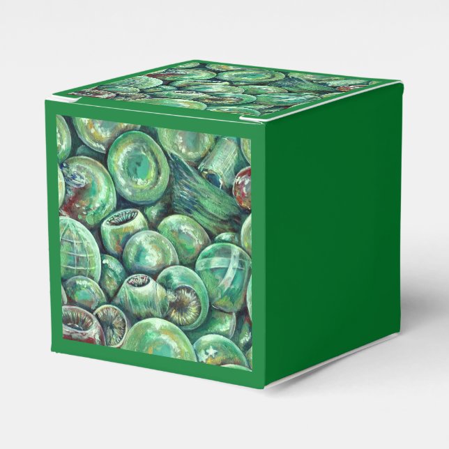 Green Christmas Balls Favor Boxes (Front Side)