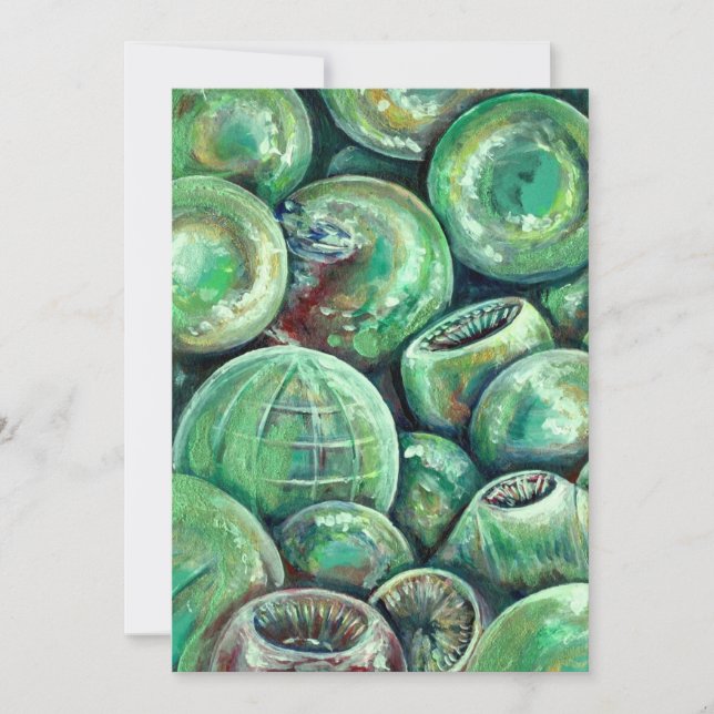 Green Christmas Balls Holiday Card (Front)