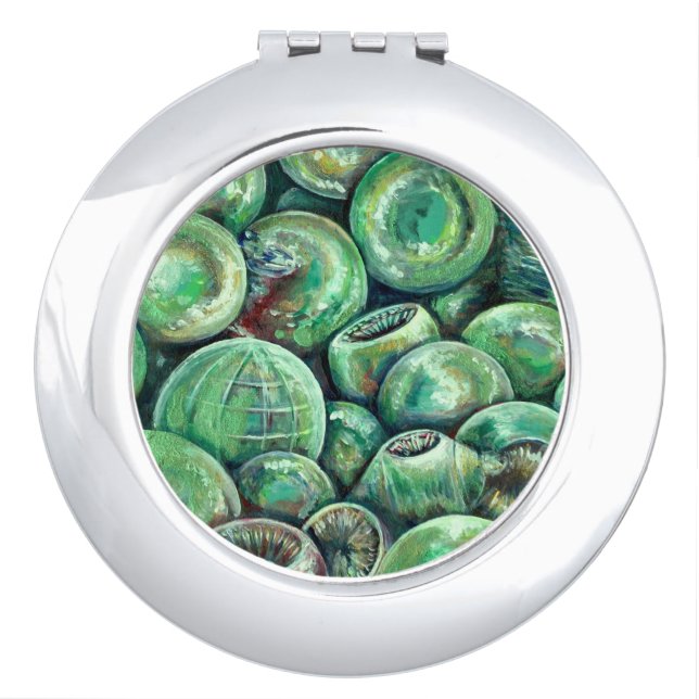 Green Christmas Balls Makeup Mirror (Front)