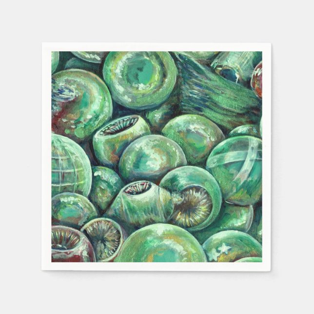 Green Christmas Balls Paper Napkins (Front)
