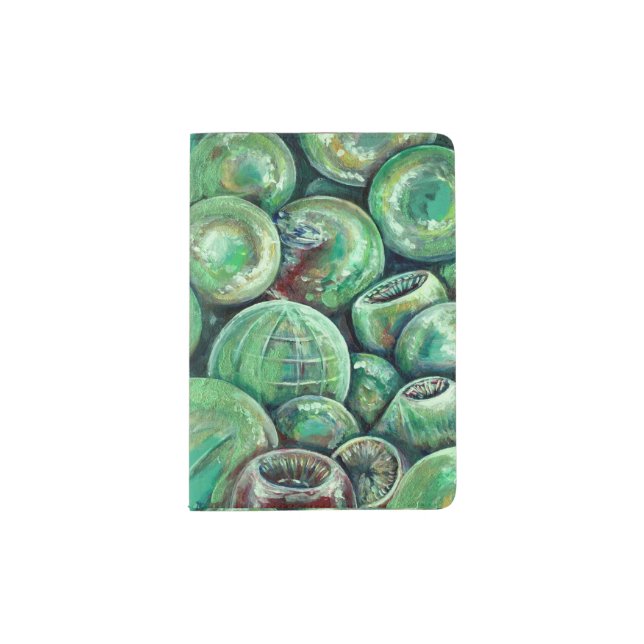 Green Christmas Balls Passport Holder (Front)