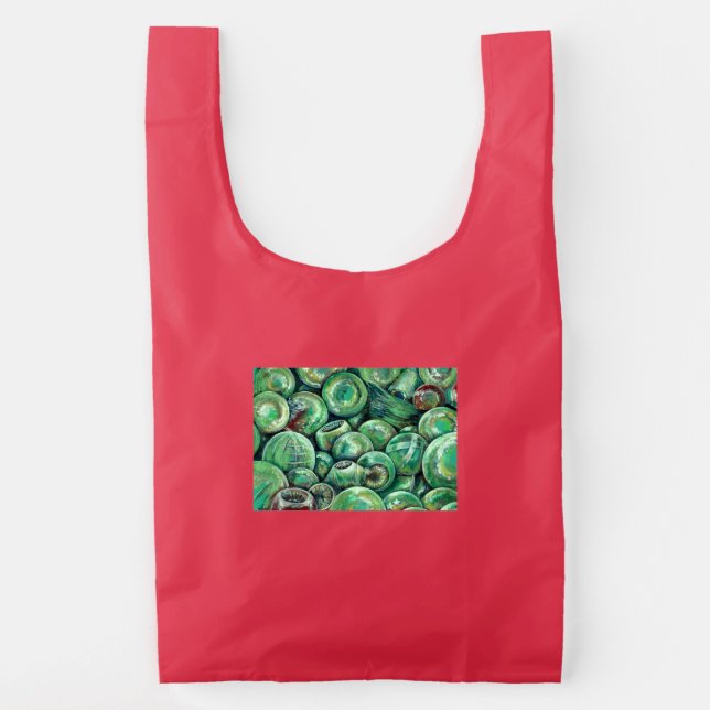 Green Christmas Balls Reusable Bag (Back)