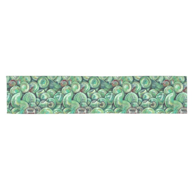 Green Christmas Balls Short Table Runner (Horizontal)