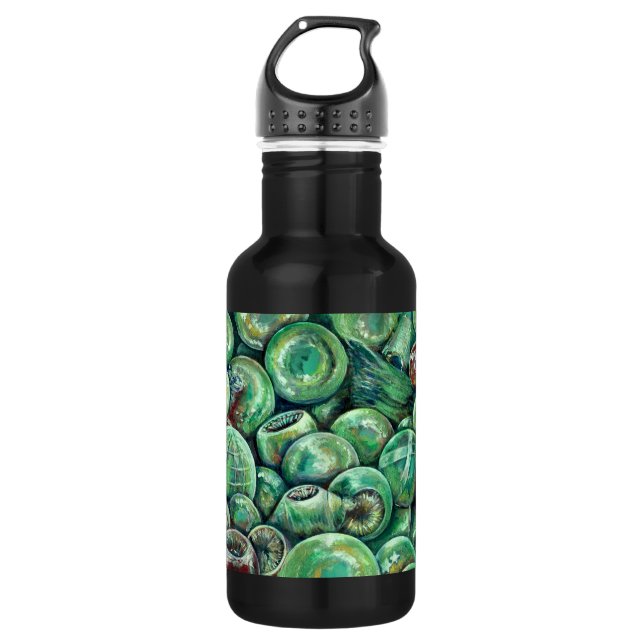 Green Christmas Balls Stainless Steel Water Bottle (Front)