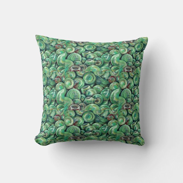 Green Christmas Balls Throw Pillow (Front)