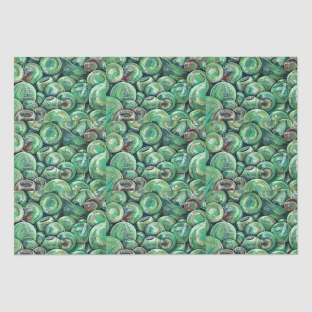 Green Christmas Balls Tissue Paper (Front)