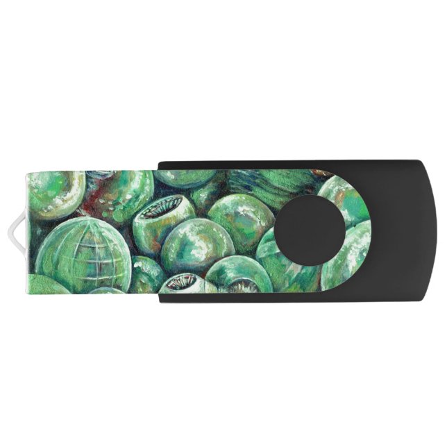 Green Christmas Balls USB Flash Drive (Back)