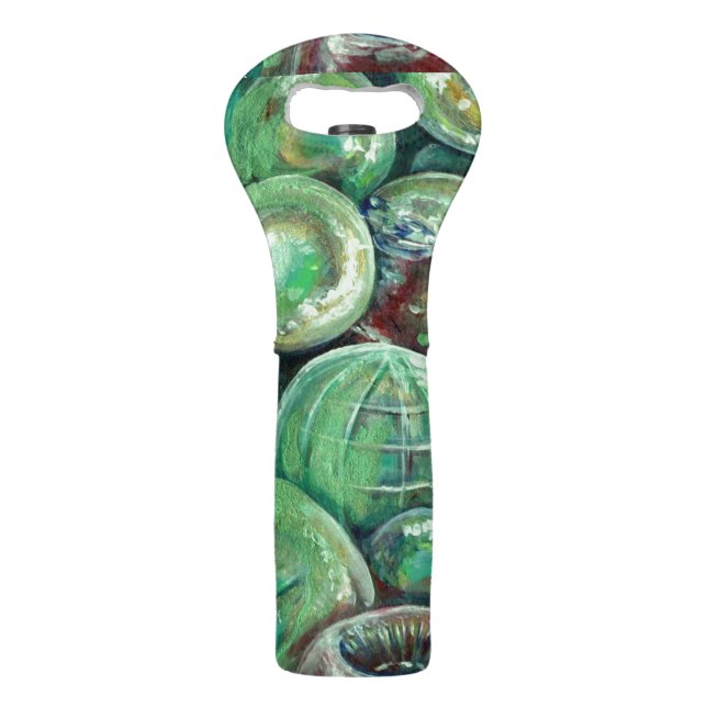 Green Christmas Balls Wine Bag (Back)