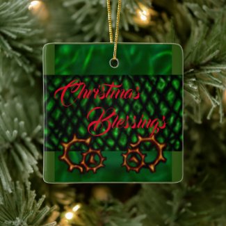 Green Christmas Blessings Ornament