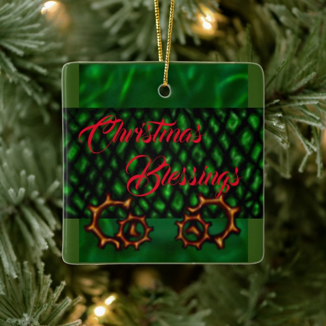 Green Christmas Blessings Ornament (Tree)