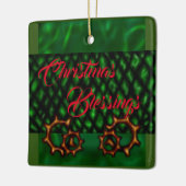 Green Christmas Blessings Ornament (Left)