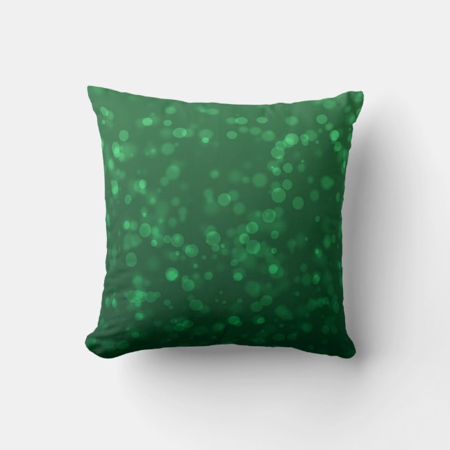 Green Christmas Bokeh Pattern Throw Pillow (Front)