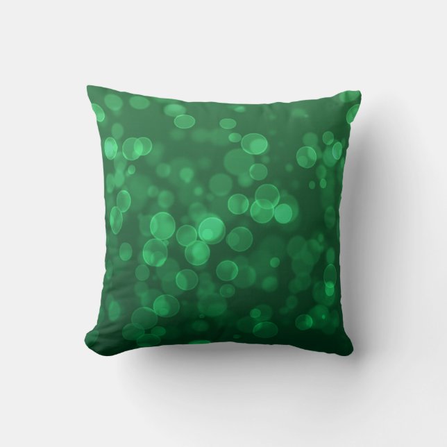 Green Christmas Bokeh Throw Pillow (Front)