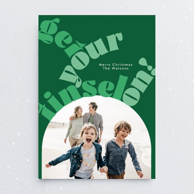 Green Christmas Bold Typography Oval Arch Photo Holiday Card (Creator Uploaded)
