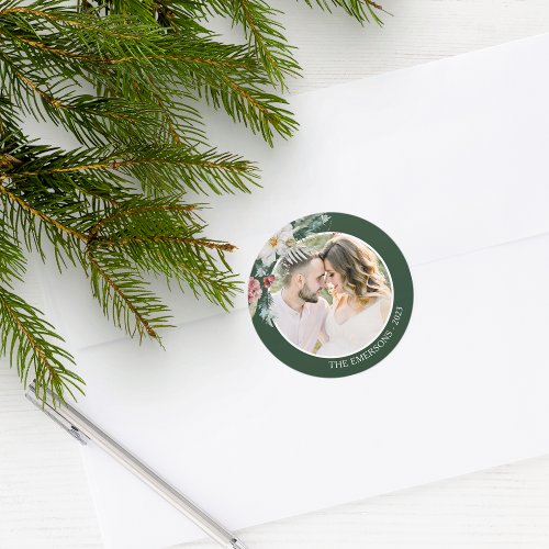 Green Christmas Botanical Photo Sticker