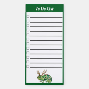 Green Christmas Chameleon Lizard To Do List Magnetic Notepad