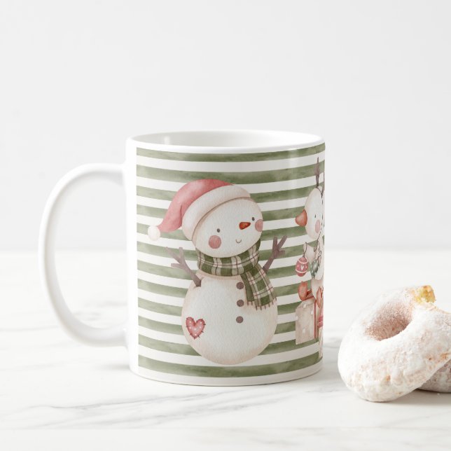 Green Christmas Characters Mug (With Donut)