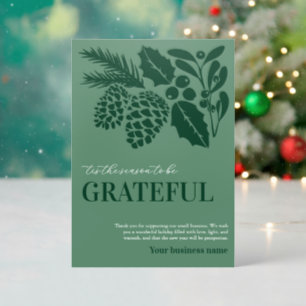 Green Christmas Composition Business Gratitude Letterpress Photo Cards