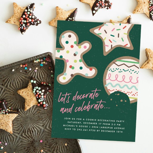 Green Christmas Cookie Decorating Party Invitation (Creator Uploaded)