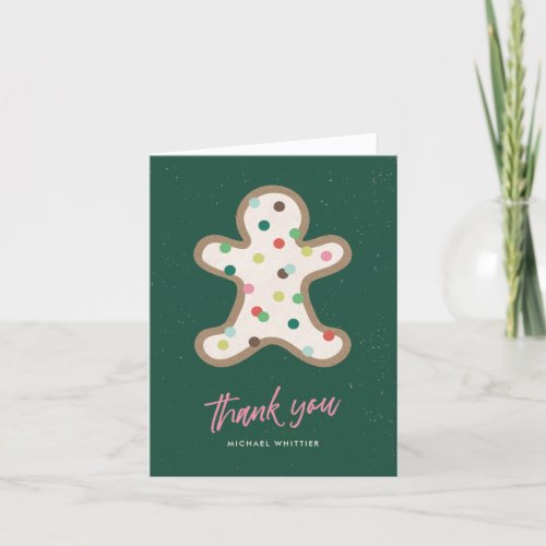 Green Christmas Cookie Decorating Thank You Card