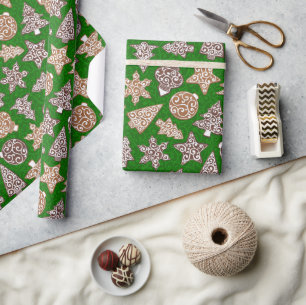 Green Christmas Cookies Wrapping Paper