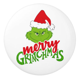 Green Christmas Creature with Winter Elements Ceramic Knob