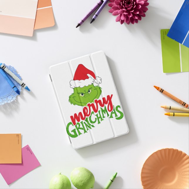 Green Christmas Creature with Winter Elements  iPad Mini Cover (In Situ)