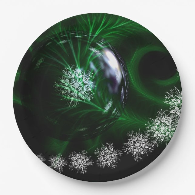 Green christmas decoration paper plates (Front)