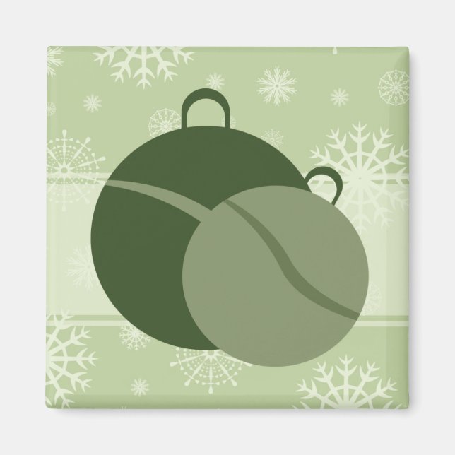 Green Christmas Decorations and Snowflakes Magnet (Front)
