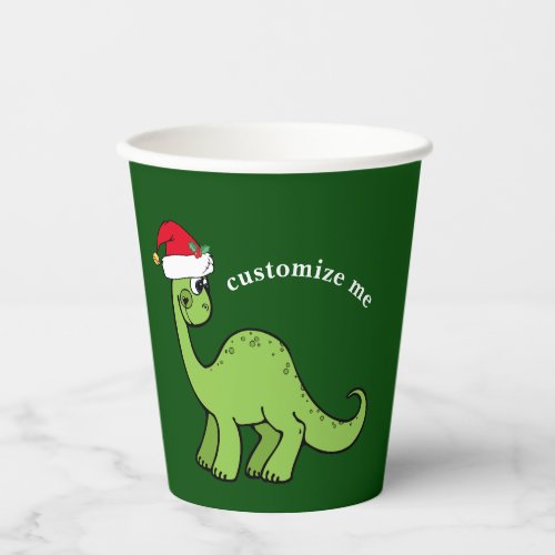 Green Christmas Dinosaur Custom Kids Party Paper Cups