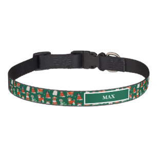 Green Christmas Dogs Personalized Pet Collar