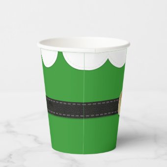 Green Christmas Elf Costume Holiday Paper Cups | Zazzle