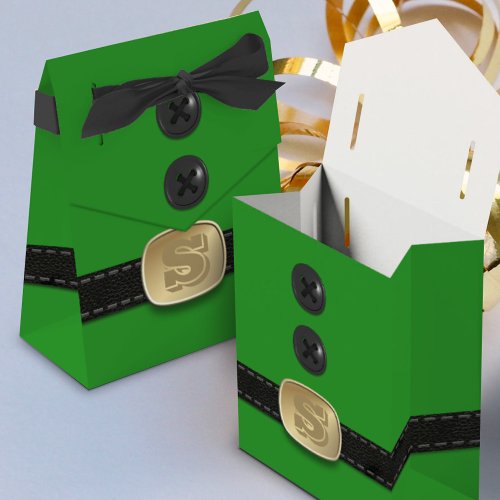 Green Christmas Elf Suit Santa Party Favor Box